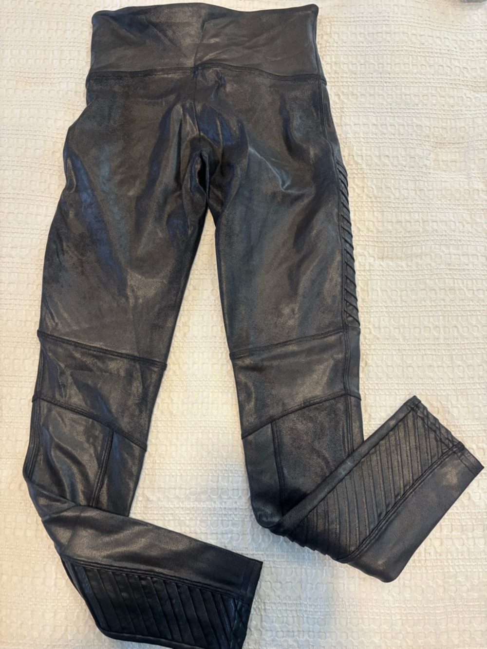 Spanx Black Faux Leather Moto Leggings - Picture 3 of 3
